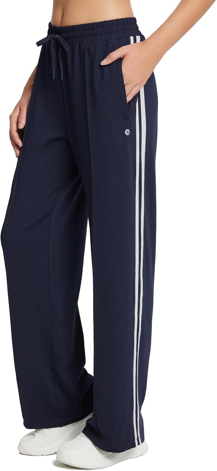 baleaf Womens Track Pants Athletic Running Pants Sweatpants Straight Leg Zipper Pockets Sports Jogging Striped Loose Fit - Image 10