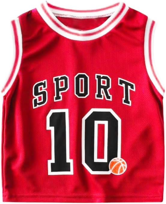 Toddler Kids Sports Athletic Jersey Shorts Set Todder Boys Jerseys Outfit 2 Piece Basketball Tank Top Mesh Shorts Set - Image 3