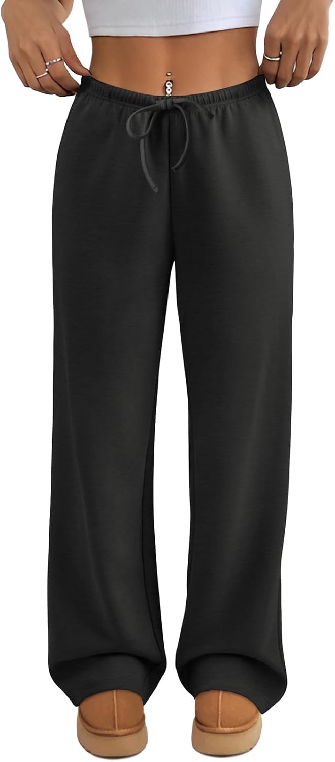 ATHMILE Womens Wide Leg Sweatpants Air Fabric Straight Lowrise Drawstring Elastic Low Waist Fall Clothing Pockets 2025 - Image 9
