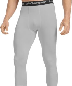 NuCamper Men's 3/4 Compression Pants Running Leggings Sports Tights Quick Dry Base Layer Bottoms for Basketball Workout