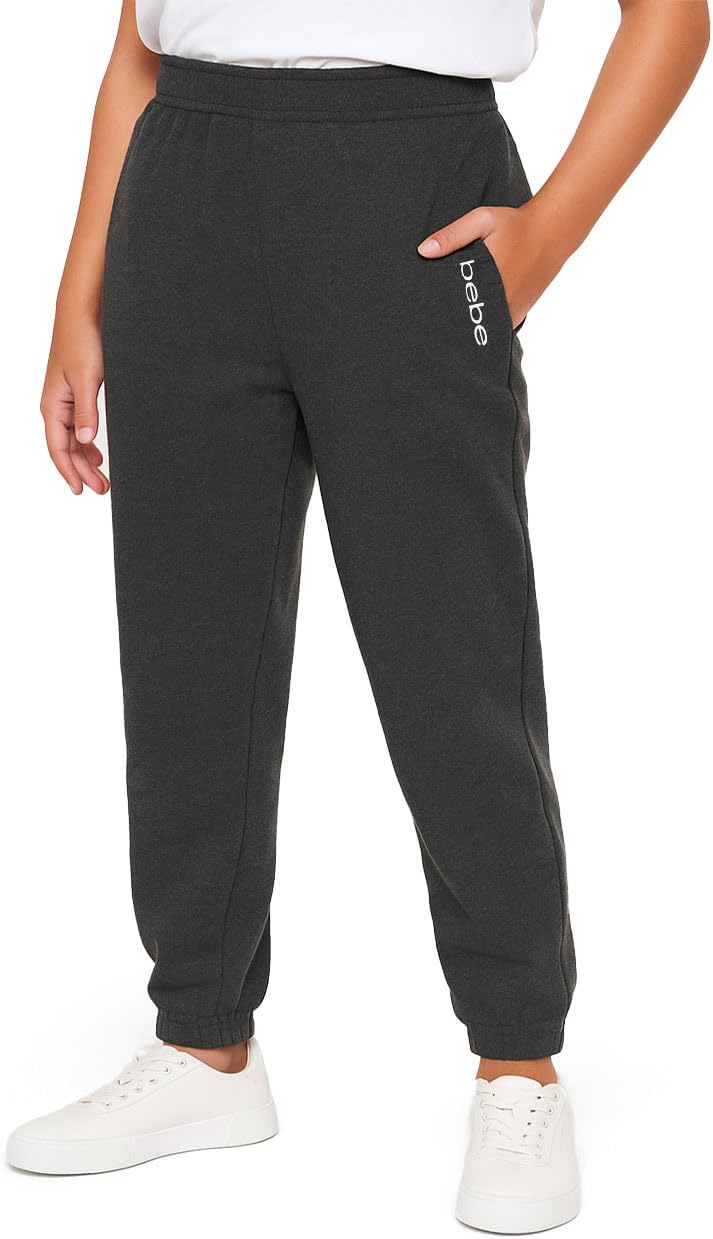 bebe Girls Sweatpants with Pockets, French Terry Joggers Loungewear, Sweat Pants for Girls