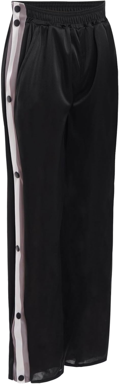 TiaoBug Kids Boys Girls Tear Away Basketball Pants Post Surgery Button Elastic Waist Pants with Pockets