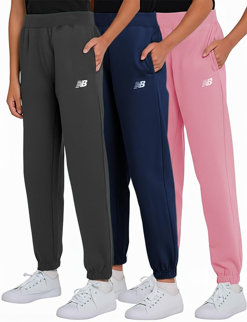 New Balance Girls Active Fleece Jogger 3 Pack – Soft Cotton Blend Fleece Athletic Performance Casual Sweatpants (4-16) - Image 9