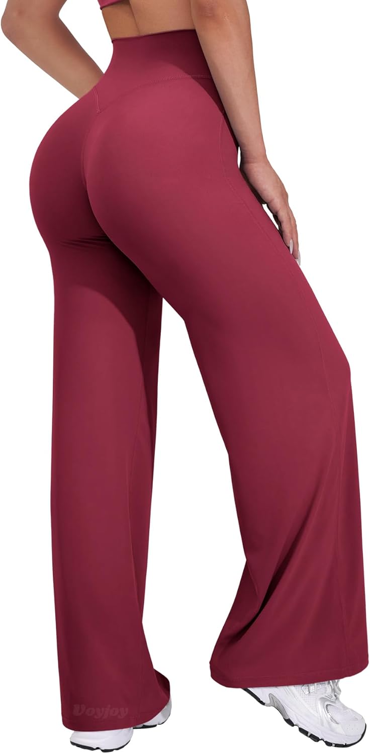 VOYJOY Straight Leggings Bottoms Wide Leg Pants for Women 29"/ 31.5"/33" High Waist Stretch Casual Sweatpants - Image 23