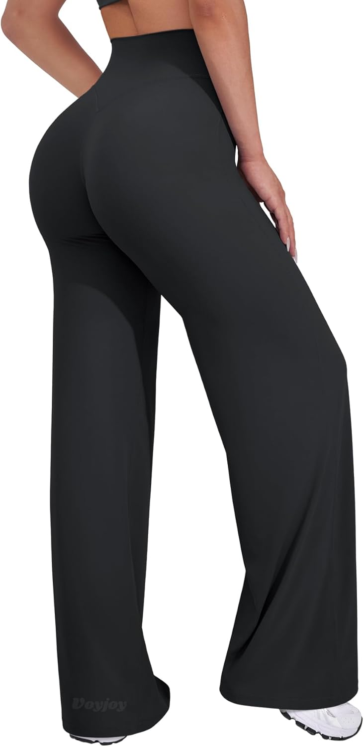 VOYJOY Straight Leggings Bottoms Wide Leg Pants for Women 29"/ 31.5"/33" High Waist Stretch Casual Sweatpants - Image 28