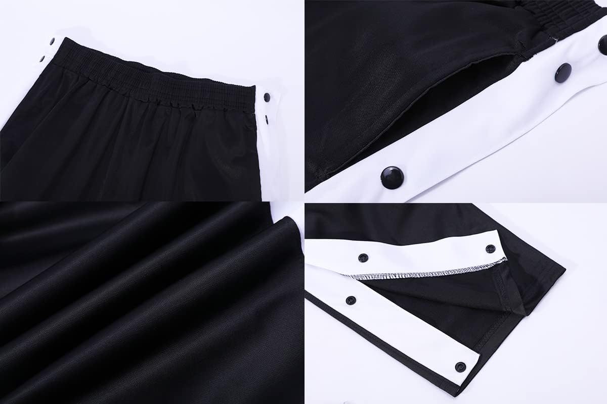 THWEI Mens Tear Away Basketball Pants Casual High Split Snap Button Post Surgery Sweatpants - Image 5