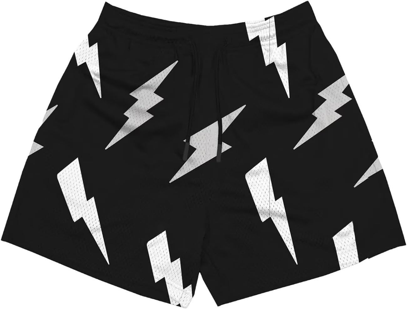 Men's Mesh Basketball Shorts Breathable Athletic Shorts with Pockets Lightning & Star Print Gym Training Outdoor