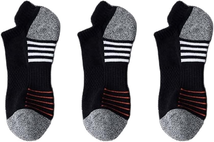 Men's Soles Thickened Towel Basketball Socks Color-Blocking Outdoor Sports Boat Socks Shallow Socks(C)
