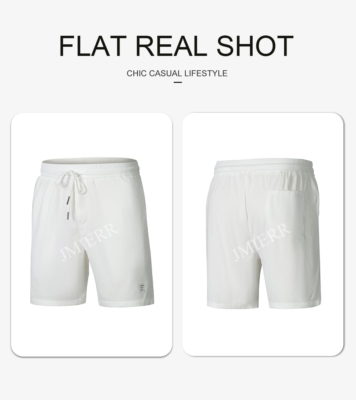 JMIERR Men's Corduroy Shorts Casual Elastic Waist Drawstring Lightweight Summer Beach Shorts - Image 5