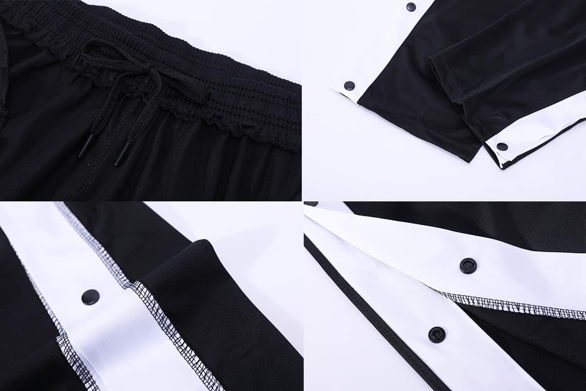 THWEI Mens Tear Away Basketball Pants Casual High Split Snap Button Post Surgery Sweatpants - Image 6