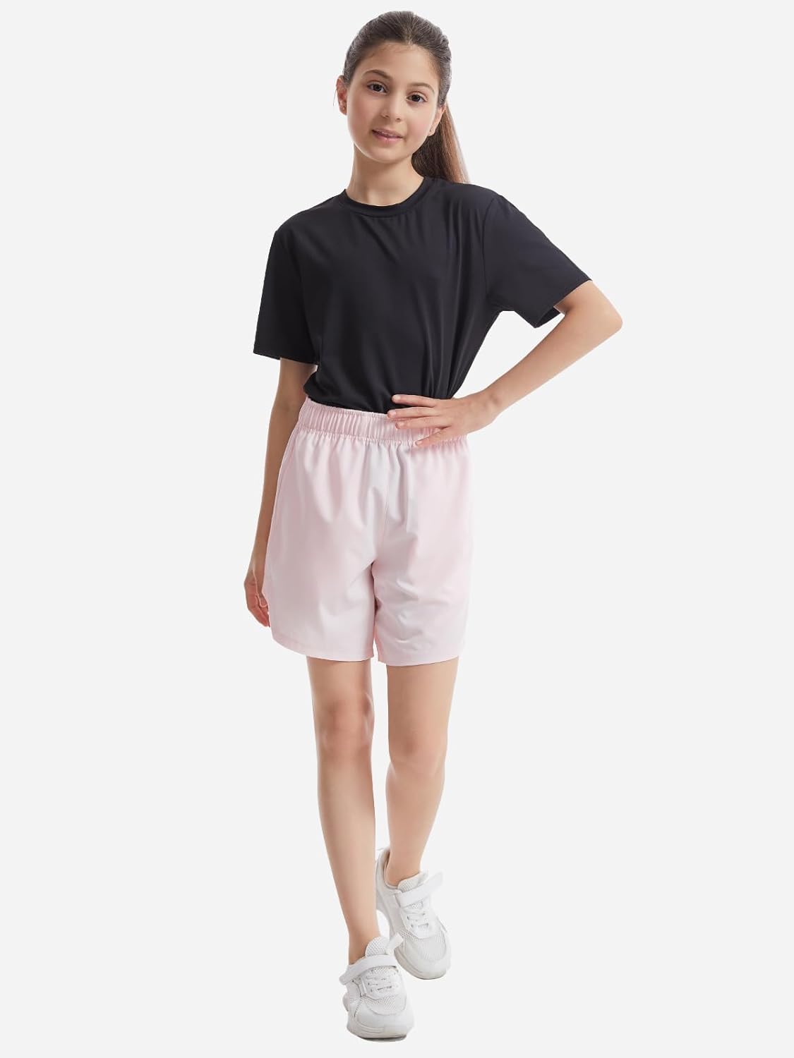 4 Pack Girls Athletic Shorts,Girls Basketball Shorts,Kids Workout Soccer Short for Girl with Drawstring & Pockets - Image 5