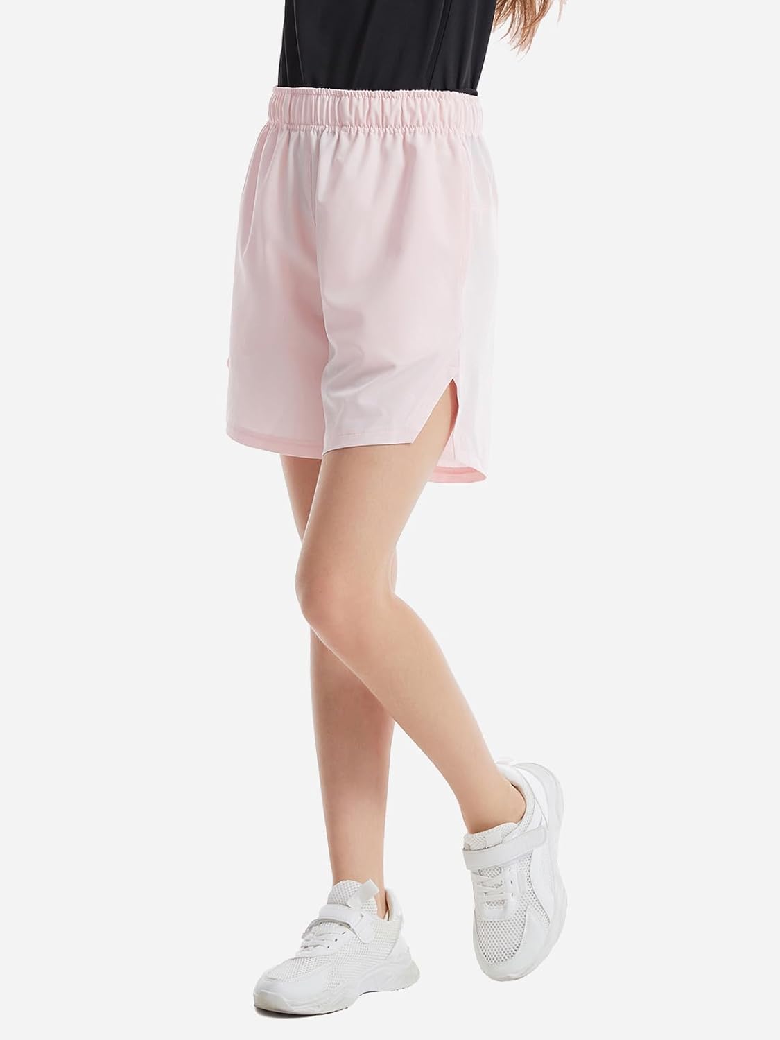 4 Pack Girls Athletic Shorts,Girls Basketball Shorts,Kids Workout Soccer Short for Girl with Drawstring & Pockets - Image 2