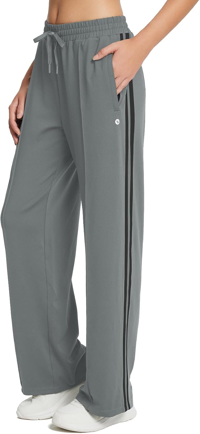 baleaf Womens Track Pants Athletic Running Pants Sweatpants Straight Leg Zipper Pockets Sports Jogging Striped Loose Fit - Image 8