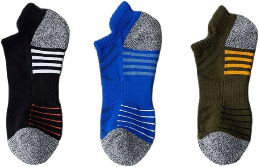 Men's Soles Thickened Towel Basketball Socks Color-Blocking Outdoor Sports Boat Socks Shallow Socks(C) - Image 5