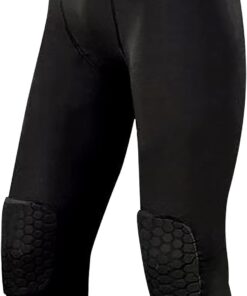 SS COLOR FISH Men’s Basketball Leggings with Knee Pads 3/4 Compression Tights Pants Sports Athletic Baselayer