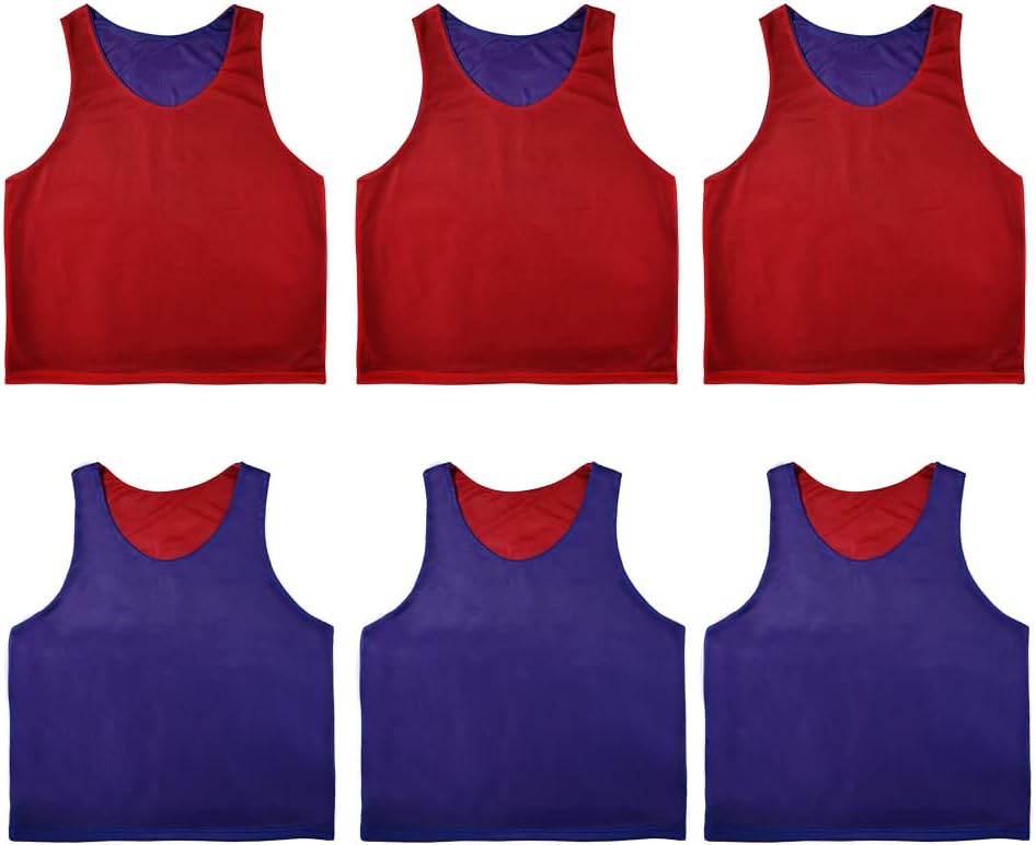 6 PCS Reversible Pinnies Basketball Soccer Training Vest Double Sided Mesh Jerseys for Adult - Image 5