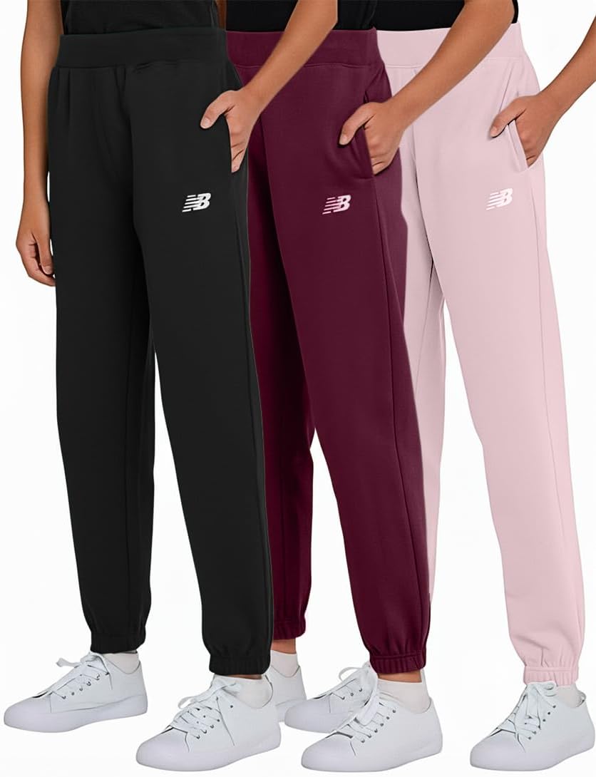 New Balance Girls Active Fleece Jogger 3 Pack – Soft Cotton Blend Fleece Athletic Performance Casual Sweatpants (4-16) - Image 7