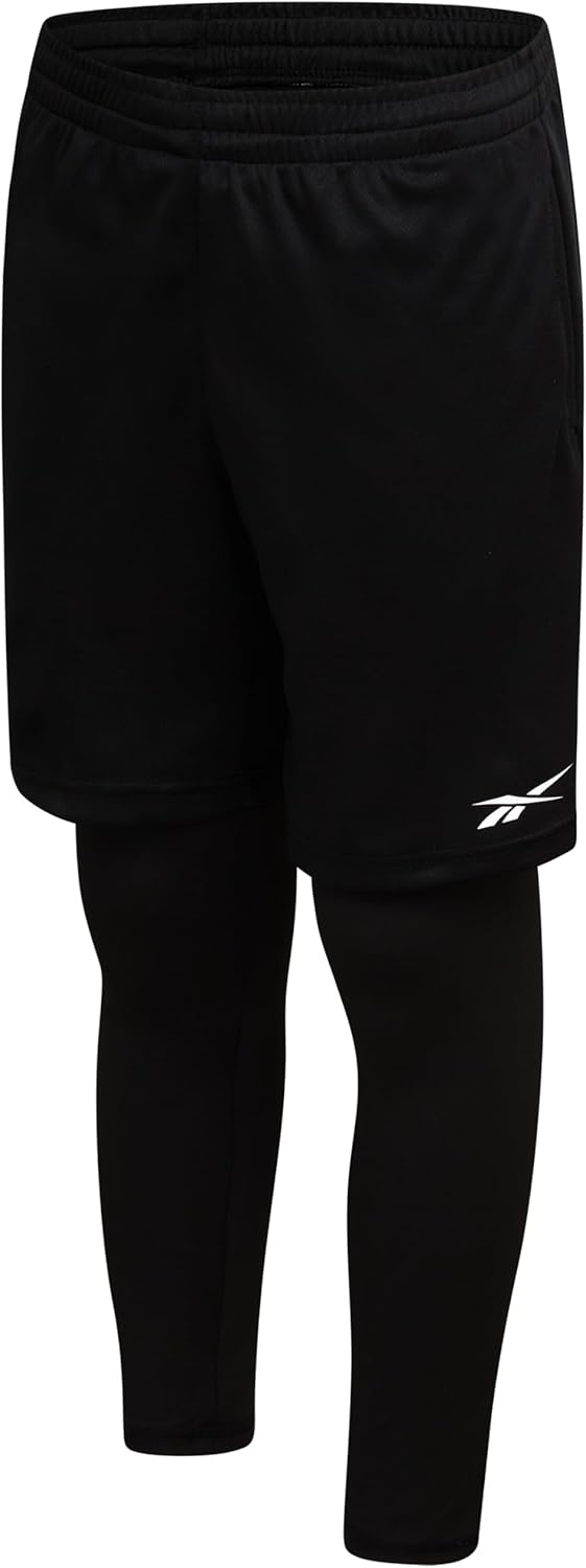 Reebok Boys Basketball Shorts with Leggings - 2-in-1 Boys Athletic Shorts with Inner Compression Pants, Drawstring & Pockets - Image 7