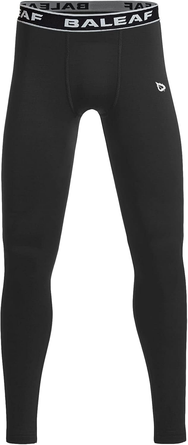 baleaf Boys Fleece Compression Leggings Youth Pants Kids Tights Football Basketball Baseball Sports Cold Weather Gear