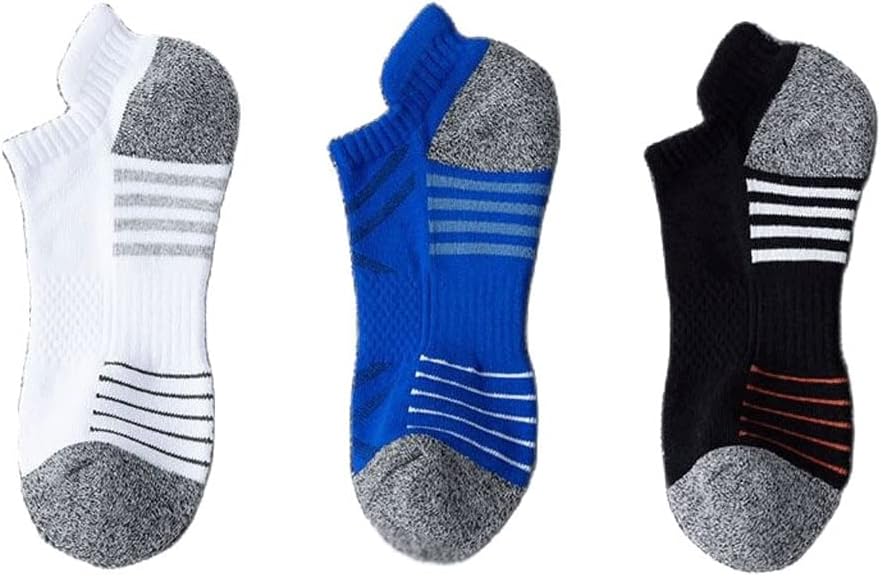 Men's Soles Thickened Towel Basketball Socks Color-Blocking Outdoor Sports Boat Socks Shallow Socks(C) - Image 6