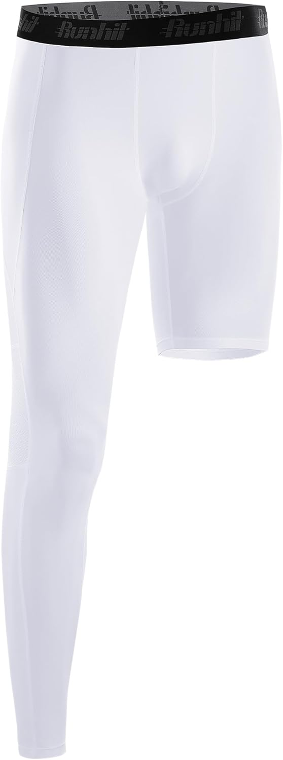 Runhit Men's Basketball One Leg Compression Tights Full Length Single Leg Compression Pants Sports Base Layer Underwear - Image 17