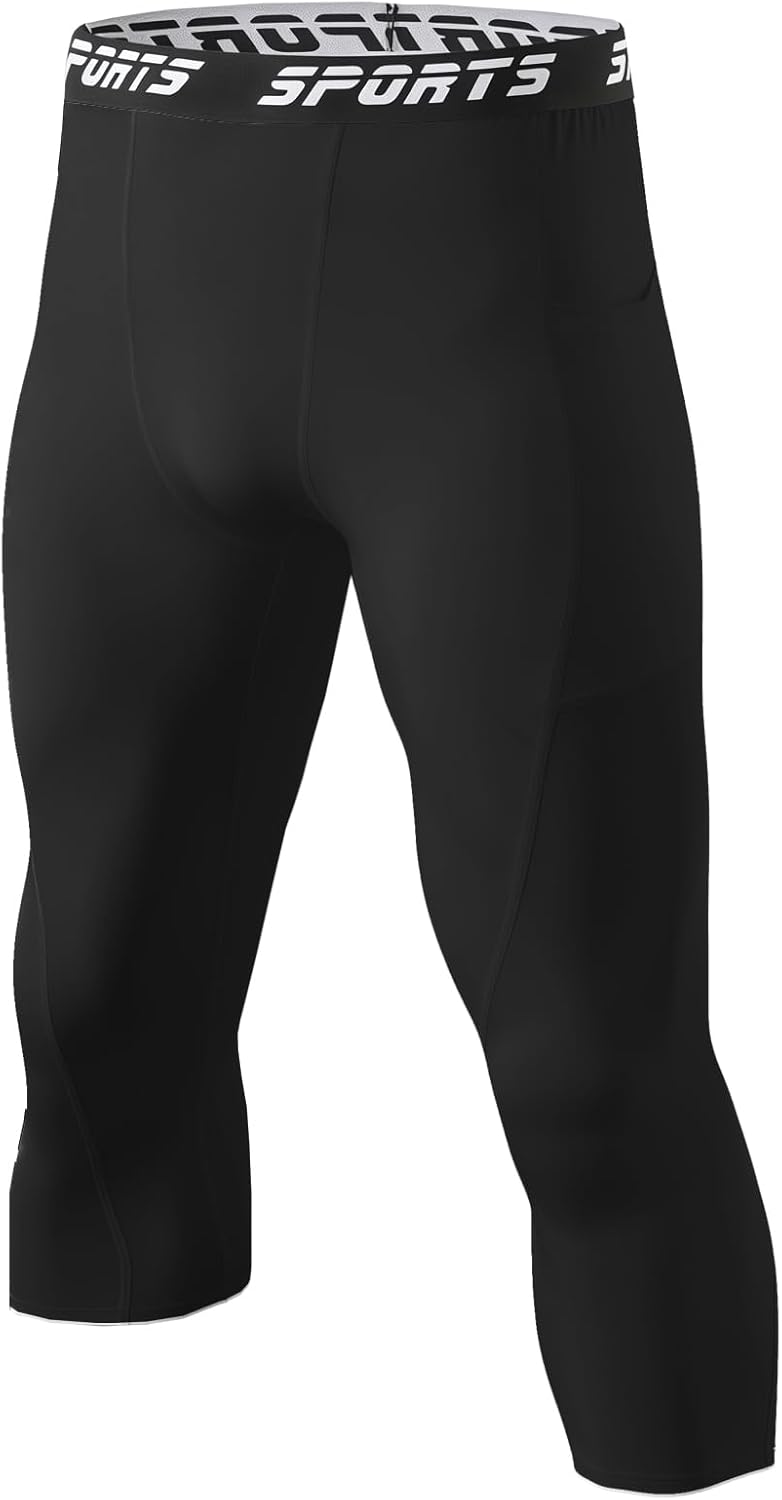 Men's 3/4 Compression Pants with Pocket - Performance Sportswear for Running Basketball Gym and Outdoor Activities - Image 7