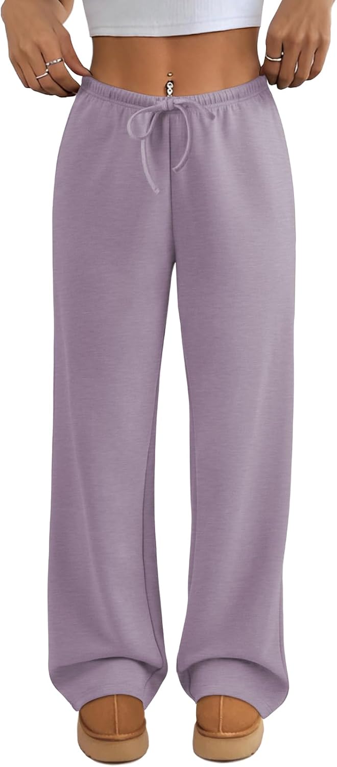 ATHMILE Womens Wide Leg Sweatpants Air Fabric Straight Lowrise Drawstring Elastic Low Waist Fall Clothing Pockets 2025 - Image 15