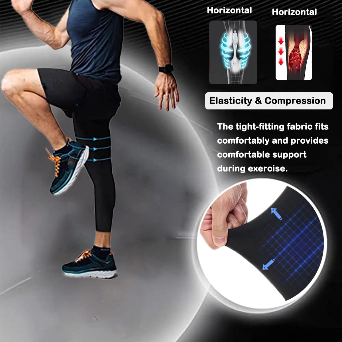 Men's Compression Sport Pants Single Leg 3/4 Base Layer Basketball Leggings Athletic One Leg Capri Tights Running - Image 2