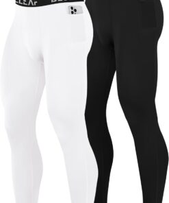 Blueleaf Men's Compression Pants Running Workout Leggings with Pockets Athletic Tights Base Layer for Basketball Sports