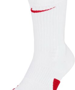 Nike Elite Crew Unisex Socks SX7622-103 (WHITE/UNIVERSITY RED/UNIVERSIT), Size M