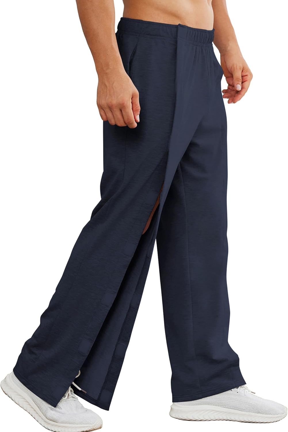 Deyeek Tear Away Pants for Men Easy Open Side Wide Leg Post Surgery Pants Soft Adaptive Breakaway Sweatpants with Pockets - Image 8