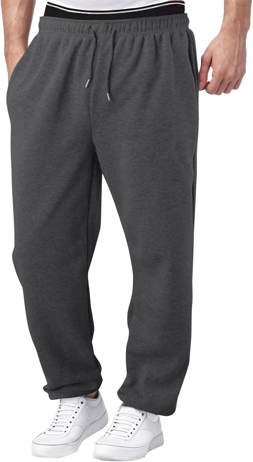 Boy's Fleece Cargo Sweatpants Athletic Basketball Joggers Sweat Pants Drawstring Elastic Waist Open Bottom Pants with Pockets - Image 3