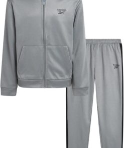 Reebok Boys Tracksuit Set - 2 Piece Athletic Tricot Fleece Lined Zip Up Jacket and Boys Sweatpants for Toddlers & Big Boys