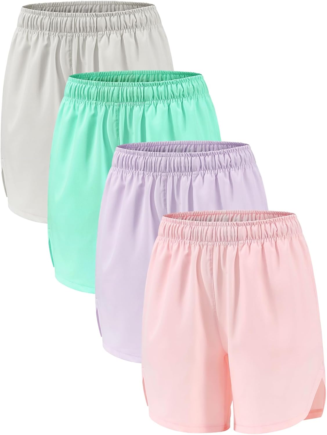 4 Pack Girls Athletic Shorts,Girls Basketball Shorts,Kids Workout Soccer Short for Girl with Drawstring & Pockets - Image 6