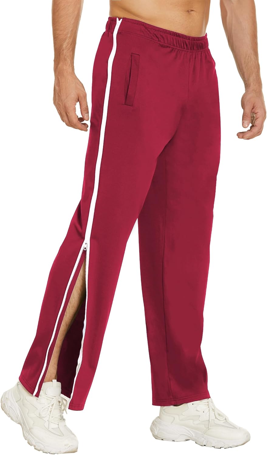 Deyeek Mens Tear Away Basketball Pants 2 Side Zippers Snap Off Full Open Down Sweatpants Leg Post Surgery Pant with Pockets - Image 15