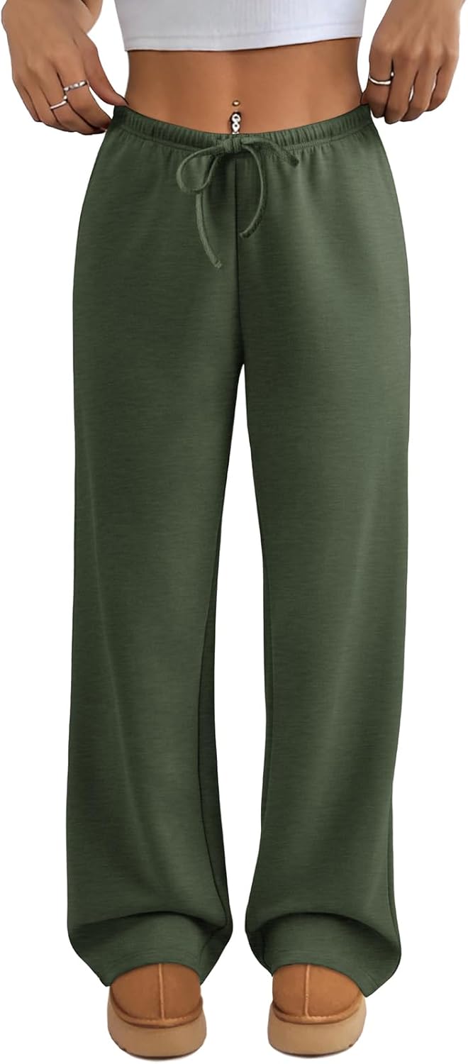 ATHMILE Womens Wide Leg Sweatpants Air Fabric Straight Lowrise Drawstring Elastic Low Waist Fall Clothing Pockets 2025 - Image 8