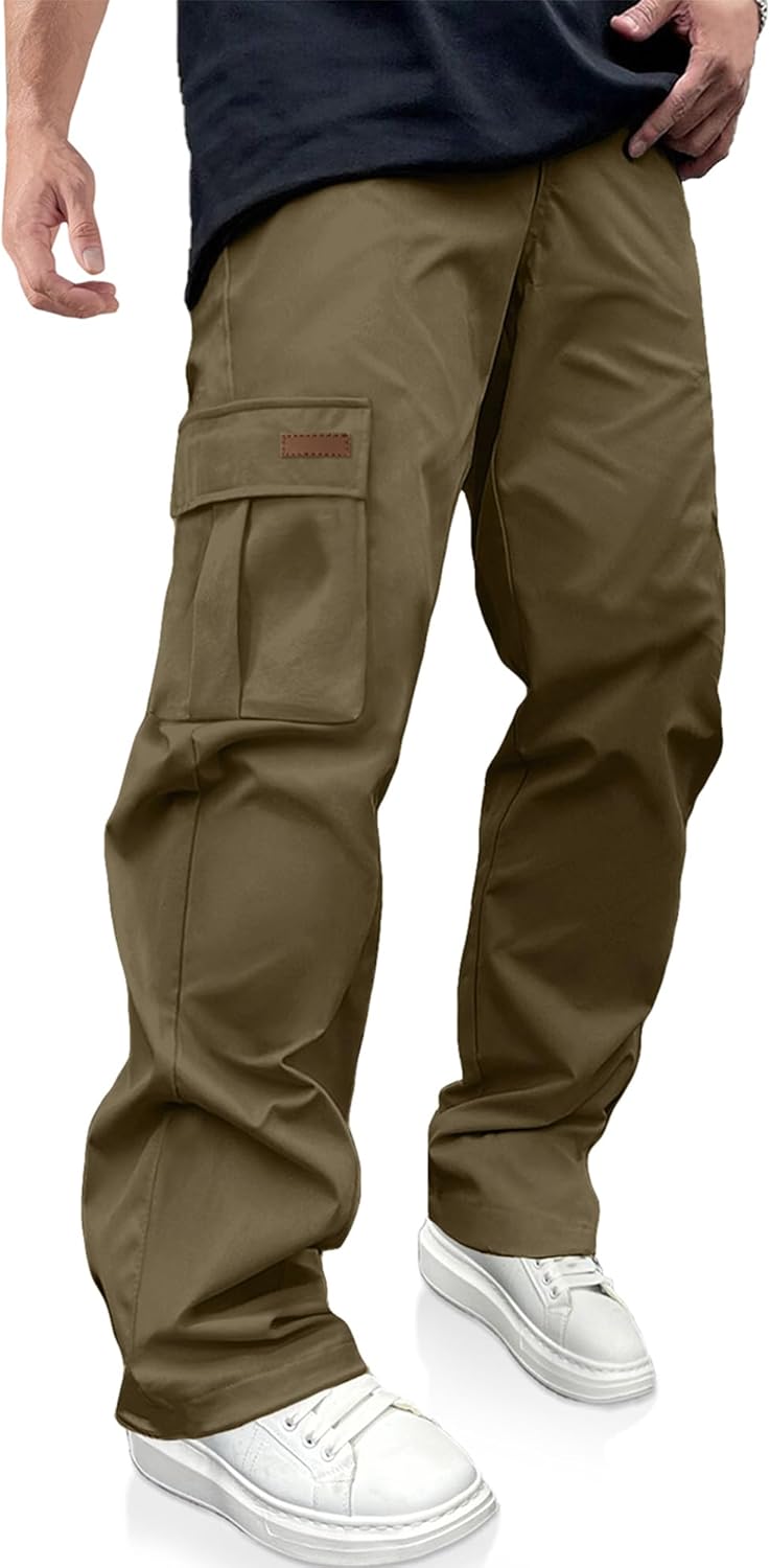 PLEPAN Men's Casual Cargo Pants Drawstring Hiking Pants Workout Tactical Joggers Sweatpants for Men - Image 23