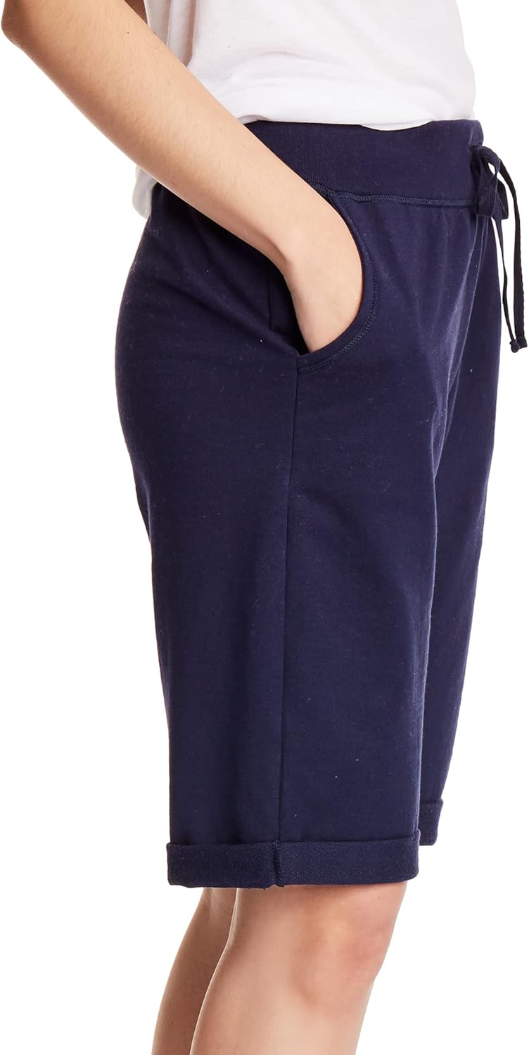 Hanes Women's Shorts, French Terry Bermuda Pocket Shorts, Jersey Knit Fleece Shorts, Women's Bermuda Shorts, 11" - Image 3