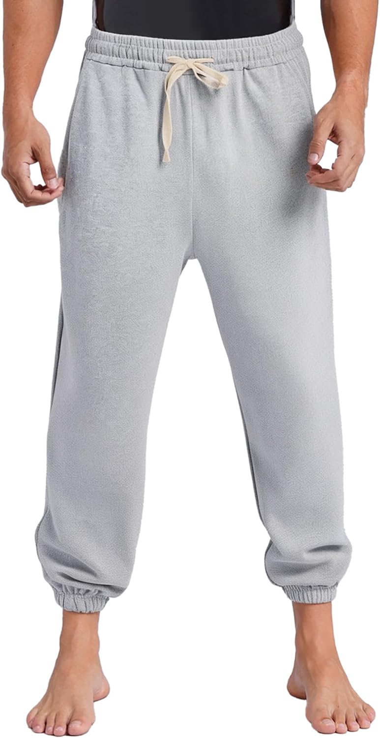 YiZYiF Men's Solid Color Sweatpants with Pockets Cotton Joggers Sports Pants Basketball Jogging Trousers