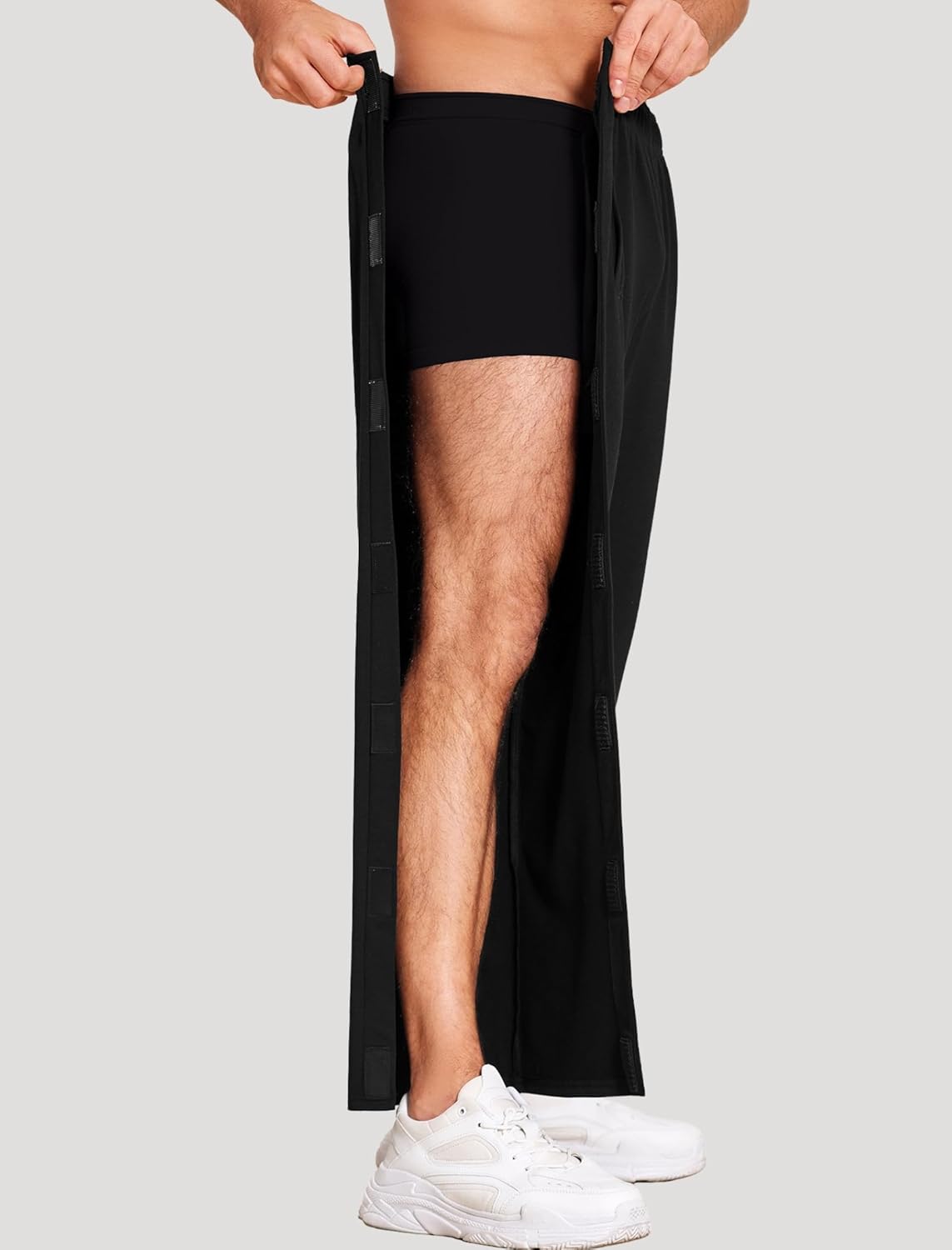 Deyeek Men's Tear Away Pants 2 Side Snap Open Bottom Sweatpants Loose Fit Casual Post Surgery Pants with Pockets - Image 2