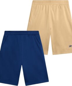 Reebok Boys Athletic Shorts - 2 Pack Performance Quick Dry Pull On French Terry Boys Shorts with Pockets for Basketball Gym