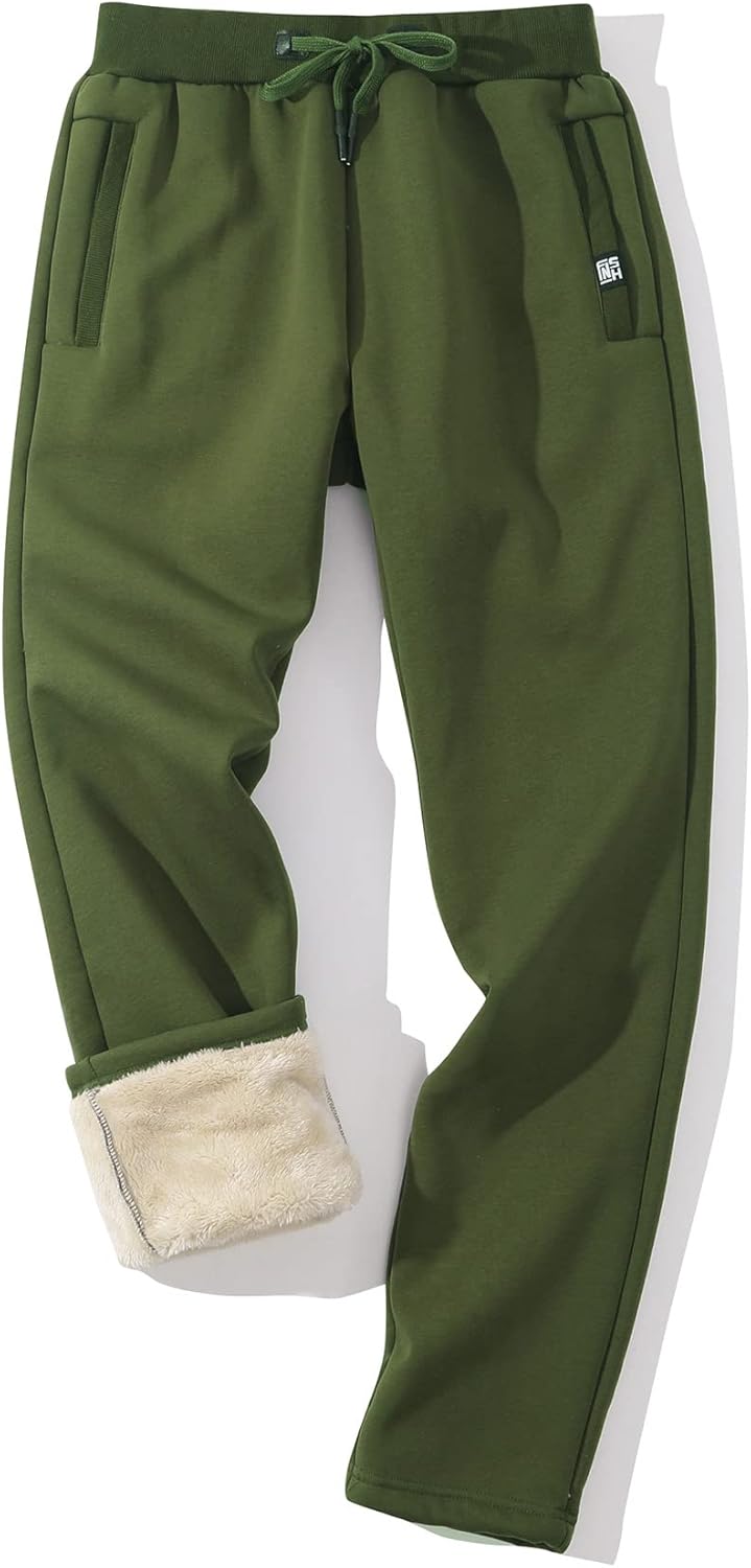 Gihuo Men's Sherpa Lined Athletic Sweatpants Winter Warm Track Pants - Image 15