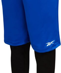 Reebok Boys Basketball Shorts with Leggings - 2-in-1 Boys Athletic Shorts with Inner Compression Pants, Drawstring & Pockets