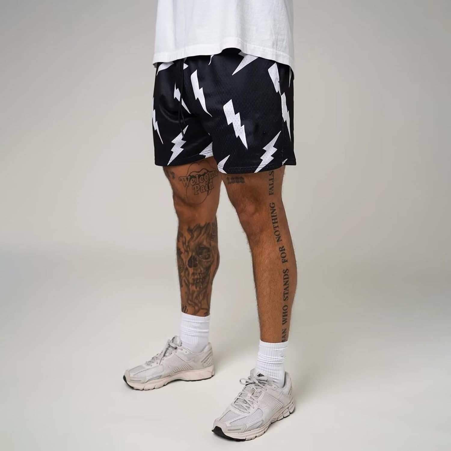 Men's Mesh Basketball Shorts Breathable Athletic Shorts with Pockets Lightning & Star Print Gym Training Outdoor - Image 3