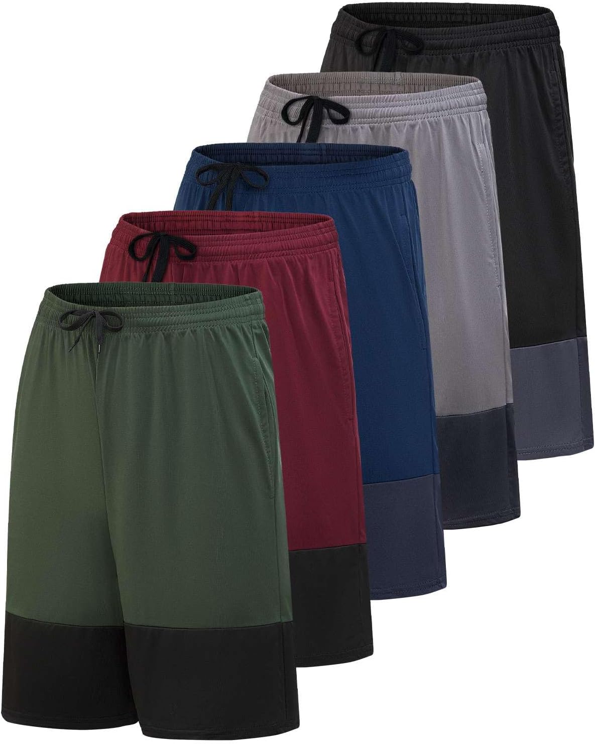 Real Essentials Men’s 5 Pack: 9" Dry-Fit Shorts – Athletic Gym, Workout, Basketball, Running, Casual Lounge Active Pockets - Image 18