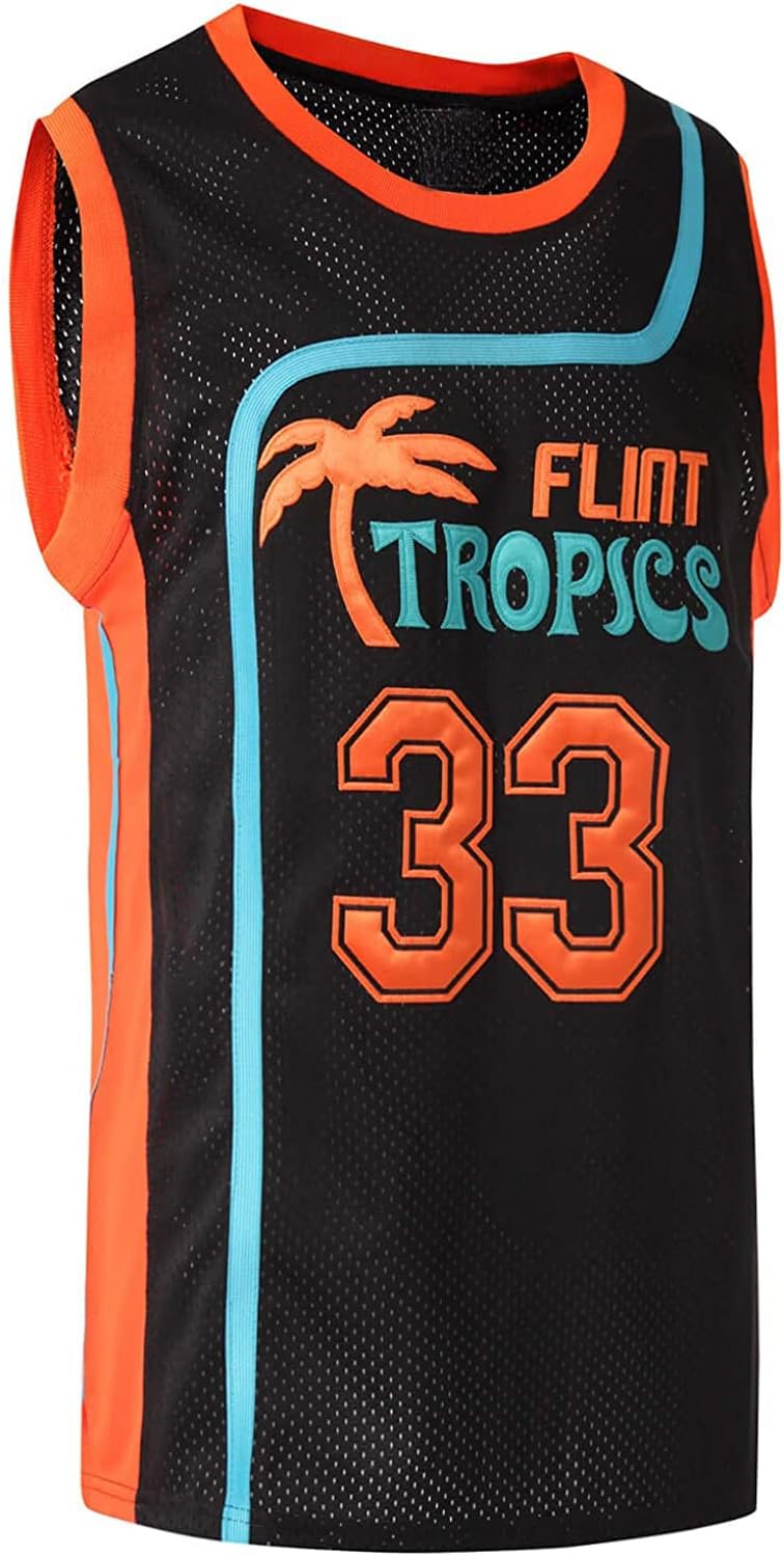 BOROLIN Mens Basketball Jersey #33 Jackie Moon Flint Tropics 90s Movie Shirts - Image 5