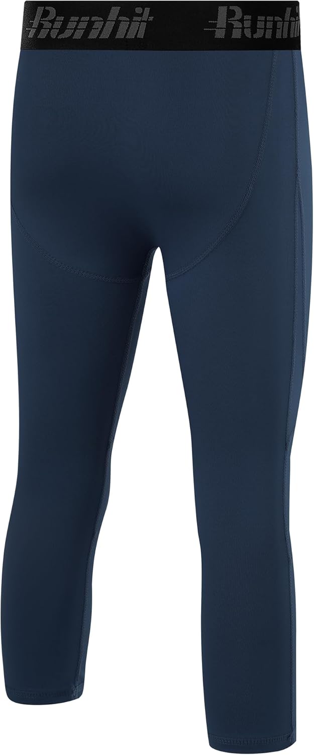 Runhit Boys Compression Pants 3/4 - Youth Athletic Leggings Capris Tights Sports Base Layer for Basketball Football Baseball - Image 3