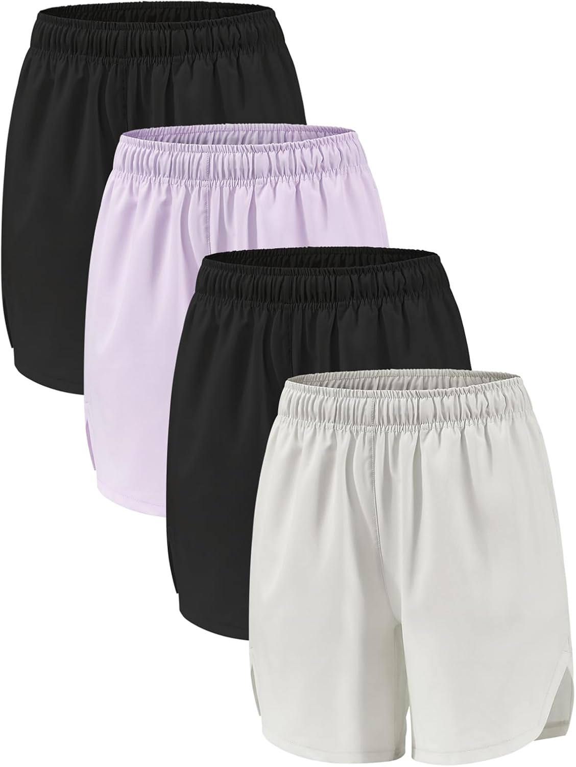 4 Pack Girls Athletic Shorts,Girls Basketball Shorts,Kids Workout Soccer Short for Girl with Drawstring & Pockets - Image 10