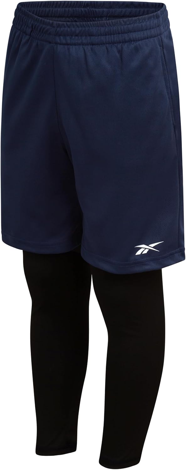 Reebok Boys Basketball Shorts with Leggings - 2-in-1 Boys Athletic Shorts with Inner Compression Pants, Drawstring & Pockets - Image 9