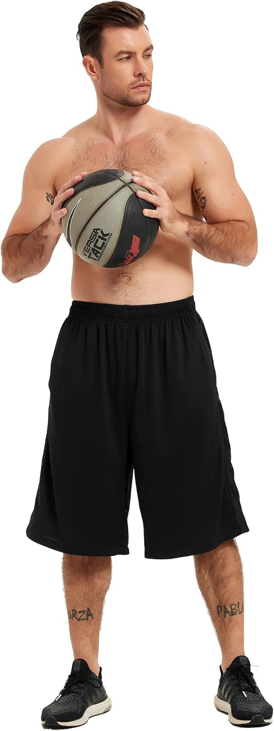 HQUEC Men's 12" Athletic Shorts Long Basketball Workout Shorts Below Knee Loose-Fit with Pockets - Image 6